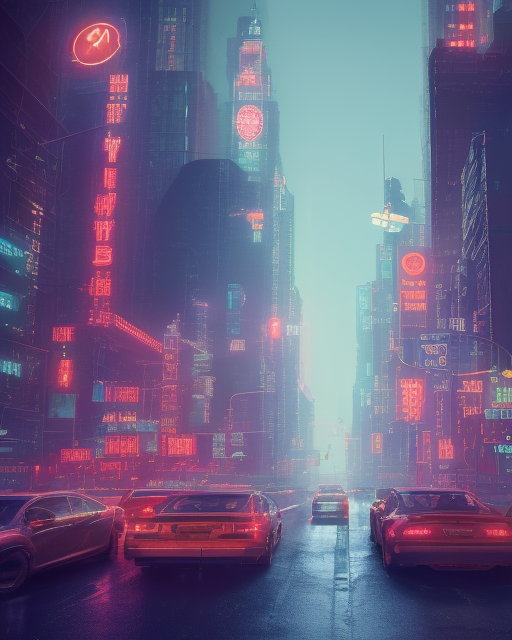 AI concept of a neon-lit New York of the future