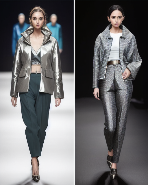 ai-created concept of casual women's clothing in muted colors with futuristic elements and accents