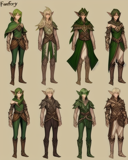 ai-generated concept art of forest elf clothing for an indie video game