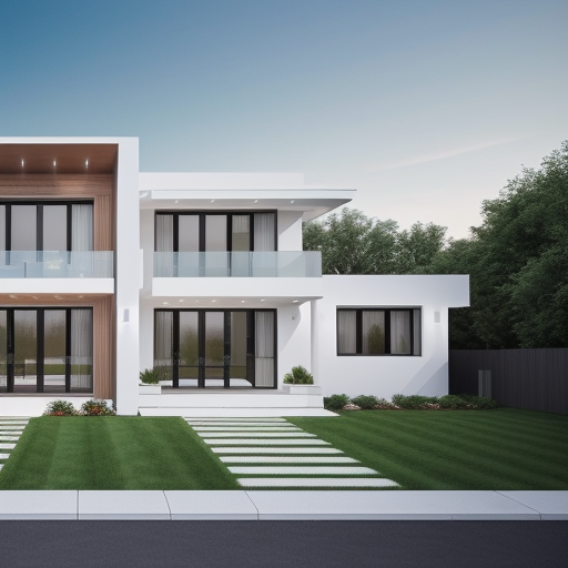 AI design of a minimalist country house with loft elements and panoramic windows