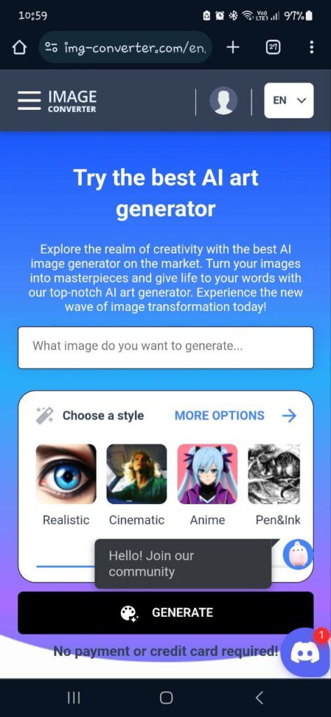 img-converter.com overview from Android